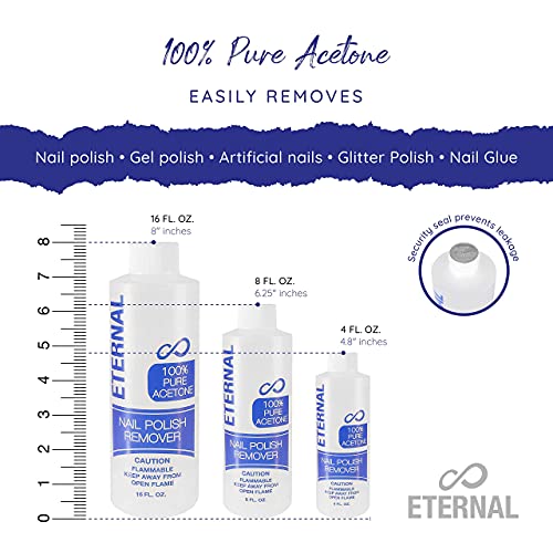 Eternal 100% Pure Acetone – Quick Professional Ultra-Powerful Nail Polish Rem...