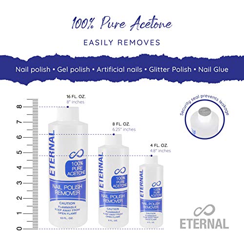 Eternal 100% Pure Acetone – Quick Professional Ultra-Powerful Nail Polish Rem...