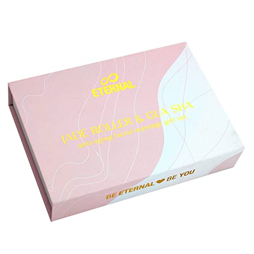 Eternal Rose Pink Jade Facial Roller Stick & Gua Sha Stone Rock Massager - An...