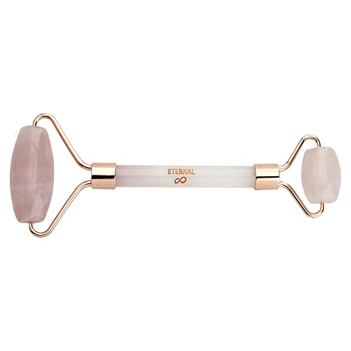 Eternal Rose Pink Jade Facial Roller Stick & Gua Sha Stone Rock Massager - An...