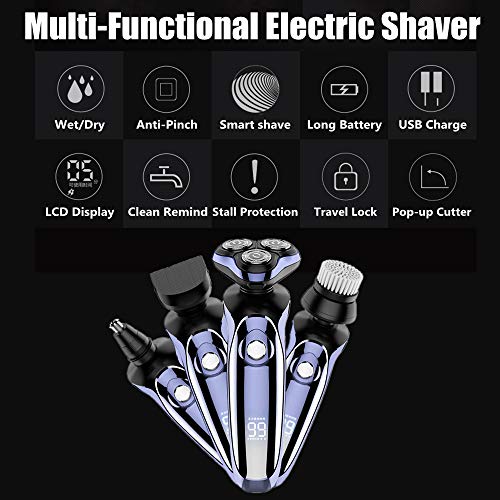Electric Shaver,Hair Clippers Men's Rotary Shavers 4 in 1 Rechargeable Wet & ...