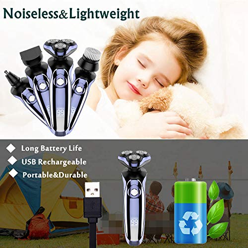 Electric Shaver,Hair Clippers Men's Rotary Shavers 4 in 1 Rechargeable Wet & ...