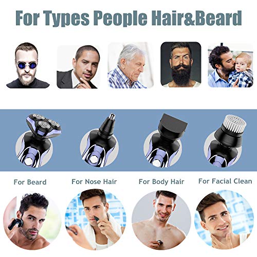 Electric Shaver,Hair Clippers Men's Rotary Shavers 4 in 1 Rechargeable Wet & ...