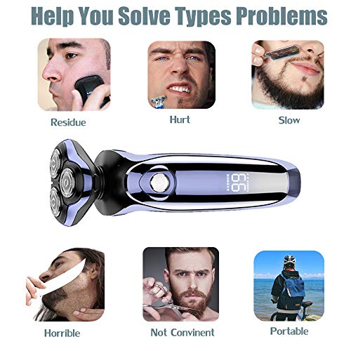 Electric Shaver,Hair Clippers Men's Rotary Shavers 4 in 1 Rechargeable Wet & ...