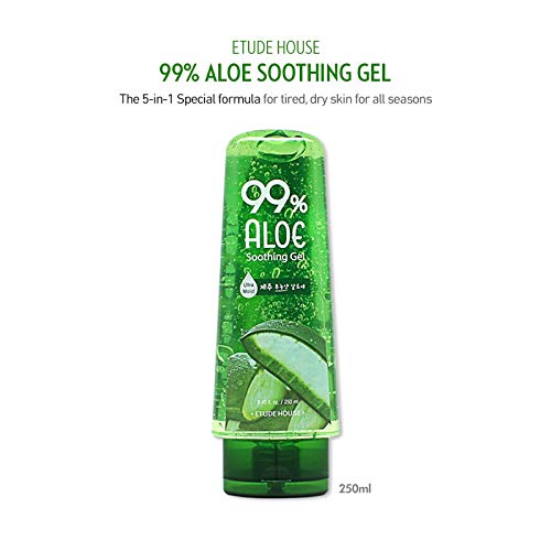 ETUDE HOUSE 99% Aloe Soothing Gel 250ml | Korean Skin Care | 5-in-1 formula: ...