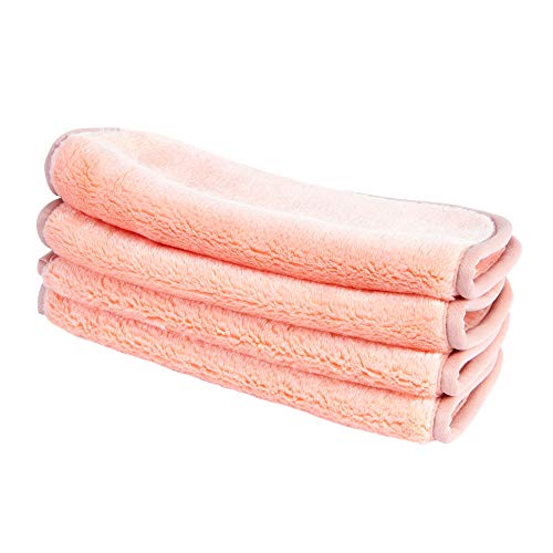 Eurow Makeup Removal Cleaning Cloth, 8 by 8 Inches, Coral, Pack of 4