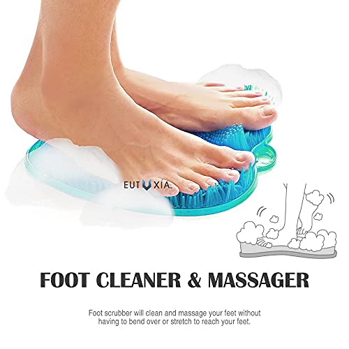 Eutuxia Shower Foot Scrubber Mat with Non-Slip Suction Cups, Foot Massager, A...