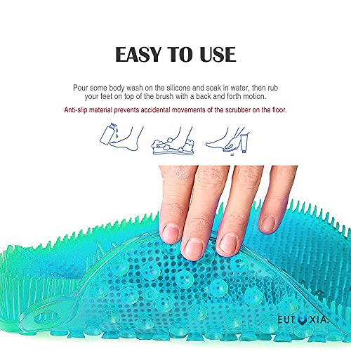 Eutuxia Shower Foot Scrubber Mat with Non-Slip Suction Cups, Foot Massager, A...