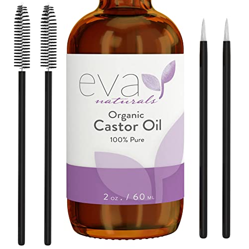 Eva Naturals Organic Castor Oil (2oz) - Promotes Hair, Eyebrow and Lash Growt...