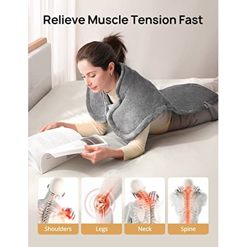 Electric Heating Pad for Back Pain Relief, EVAJOY 27”×35” Extra Large Neck He...