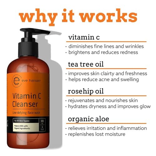 Vitamin C Cleanser Face Wash | Anti Aging Facial Cleanser for Fine Lines, Age...