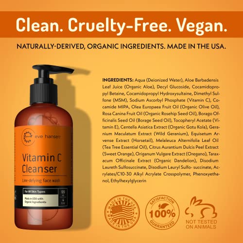 Vitamin C Cleanser Face Wash | Anti Aging Facial Cleanser for Fine Lines, Age...