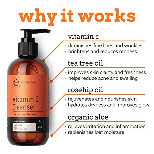 Vitamin C Cleanser Face Wash | HUGE 8 oz Anti Aging Facial Cleanser for Dark ...