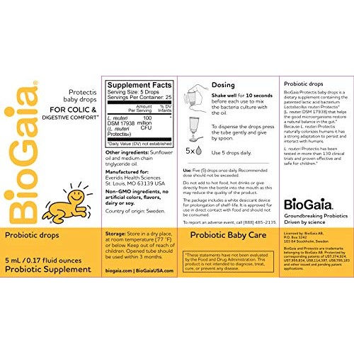 BioGaia Protectis Probiotics Drops for Baby, Infants, Newborn and Kids Colic,...