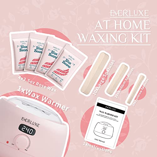 EVERLUXE Waxing Kit for Women Men, Digital Wax Warmer Kit for Hair Removal wi...