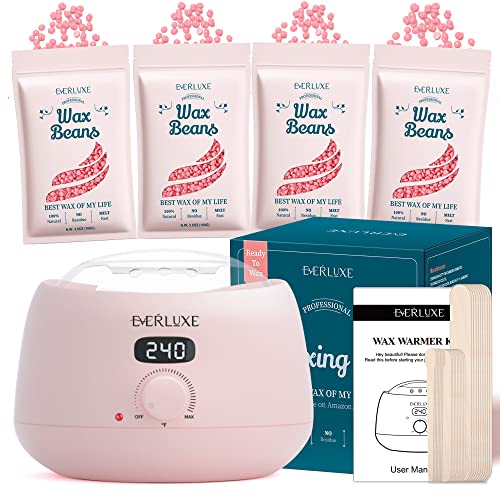 EVERLUXE Waxing Kit for Women Men, Digital Wax Warmer Kit for Hair Removal wi...