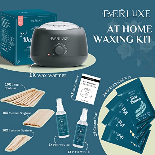 Waxing Kit for Women Men, EVERLUXE Wax Warmer Hair Removal Kit, Hard Wax Kit ...