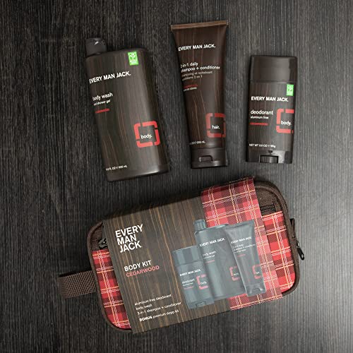Every Man Jack Cedarwood Bath and Body Gift Set - Includes Three Full-Sized G...