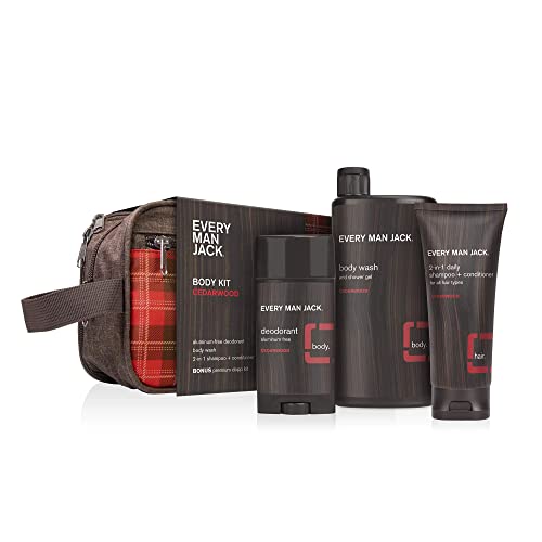 Every Man Jack Cedarwood Bath and Body Gift Set - Includes Three Full-Sized G...