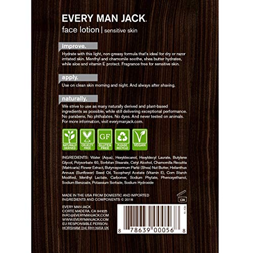 Every Man Jack Face Lotion, Fragrance Free, 4.2 Fl Oz