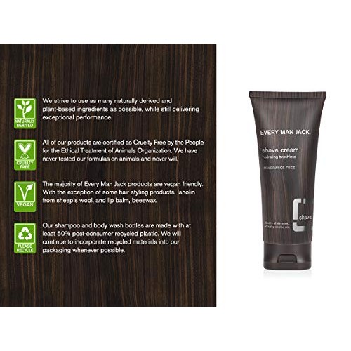 Every Man Jack Shave Cream Sensitive Skin Fragrance-free, 6.7 Oz