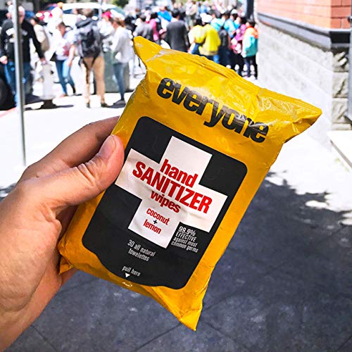 Everyone Hand Sanitizer Wipes, 1 Pack of 30 Towelettes, Coconut and Lemon, Pl...