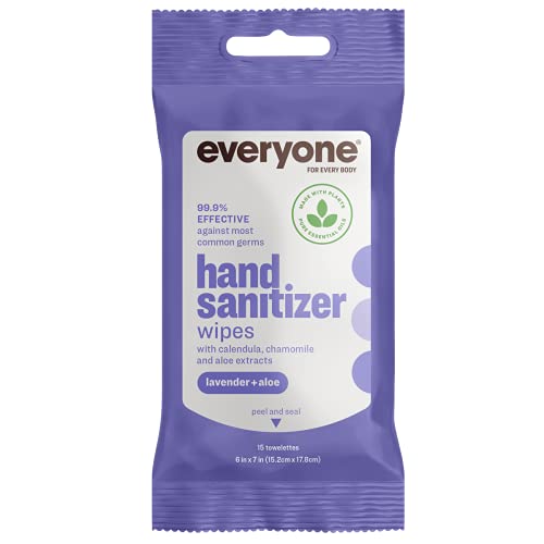 Everyone Hand Sanitizing Wipes, Lavender Aloe - 15 Wipe Pack, 6 count
