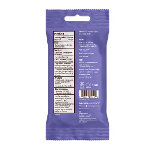 Everyone Hand Sanitizing Wipes, Lavender Aloe - 15 Wipe Pack, 6 count
