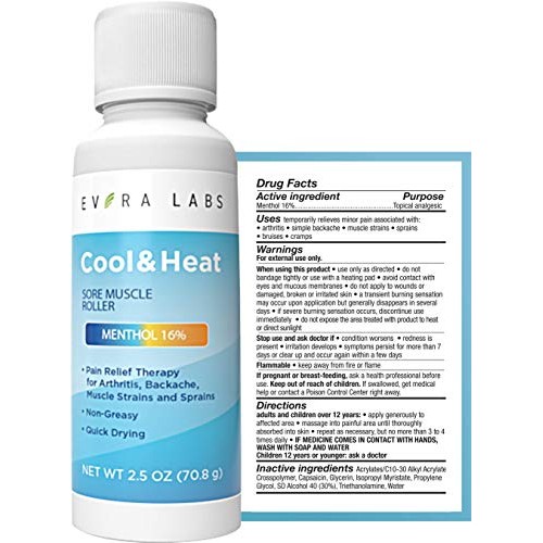 Evora Labs: Cool and Heat Roll-On - Relief Therapy for Back Pain, Muscle Stra...