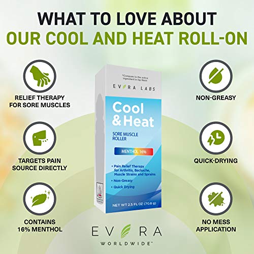 Evora Labs: Cool and Heat Roll-On - Relief Therapy for Back Pain, Muscle Stra...