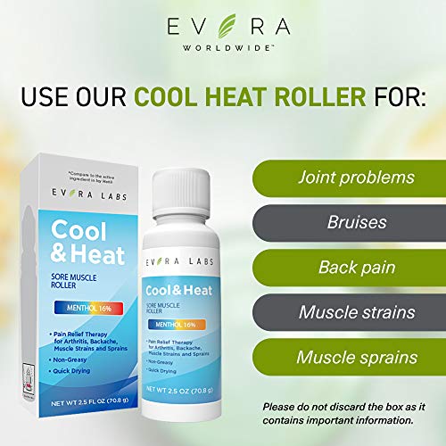 Evora Labs: Cool and Heat Roll-On - Relief Therapy for Back Pain, Muscle Stra...