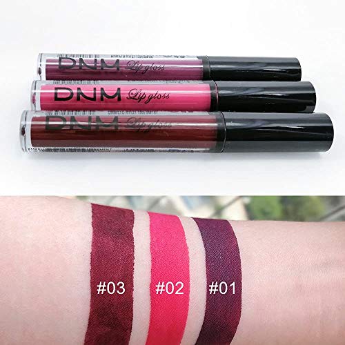 3Pcs Matte 24-hour Liquid Lipstick Sets,DNM Matte Dark Red Purple Lipstick Li...