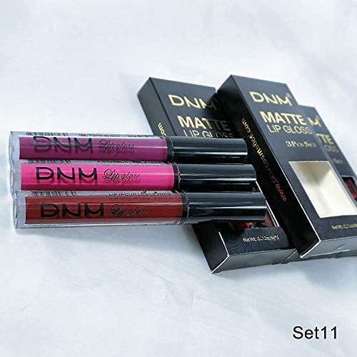 3Pcs Matte 24-hour Liquid Lipstick Sets,DNM Matte Dark Red Purple Lipstick Li...