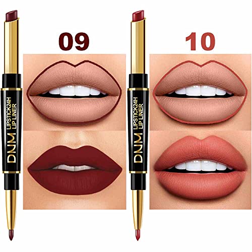 6Pcs Lip Liner and Lipstick Makeup Set,DNM Nude Matte Mat Matt Lipstick 24H a...