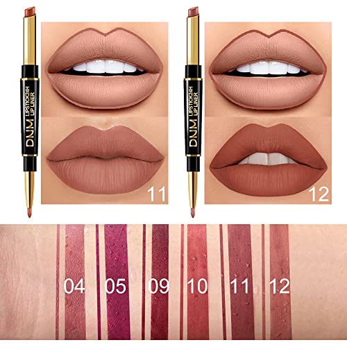 6Pcs Lip Liner and Lipstick Makeup Set,DNM Nude Matte Mat Matt Lipstick 24H a...