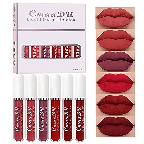 6Pcs Matte Liquid Lipstick Set Lip Stain Makeup,CmaaDu 24 Hour Long Lasting W...