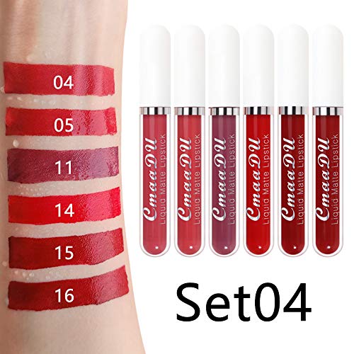 6Pcs Matte Liquid Lipstick Set Lip Stain Makeup,CmaaDu 24 Hour Long Lasting W...