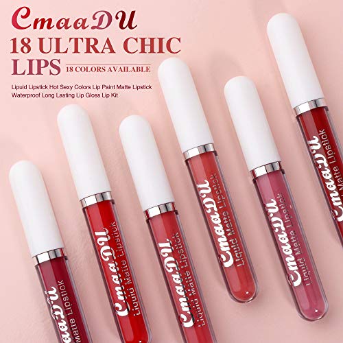 6Pcs Matte Liquid Lipstick Set Lip Stain Makeup,CmaaDu 24 Hour Long Lasting W...