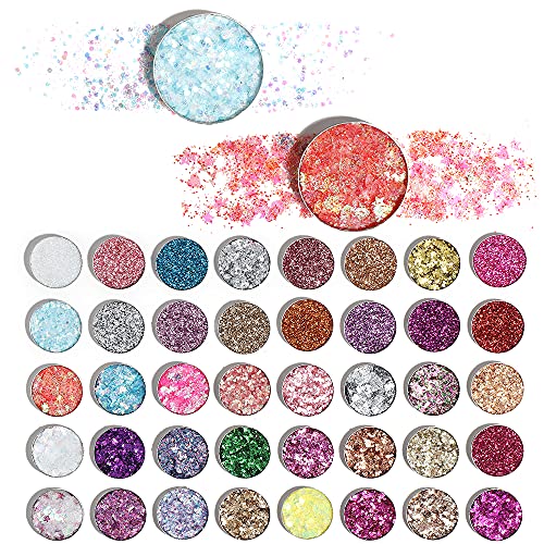 CAKAILA 40 Colors Glitter Sparkle Glittery Eyeshadow Makeup Palette Pallet, R...