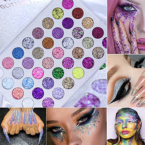 CAKAILA 40 Colors Glitter Sparkle Glittery Eyeshadow Makeup Palette Pallet, R...