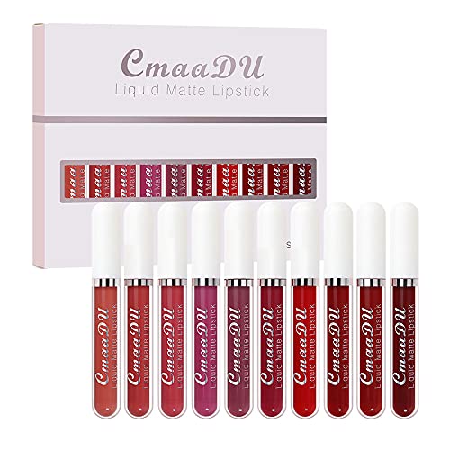 evpct 10Pcs Waterproof Liquid Matte Matt Lipsticks Set Matt Liquid,CmaaDU Dar...