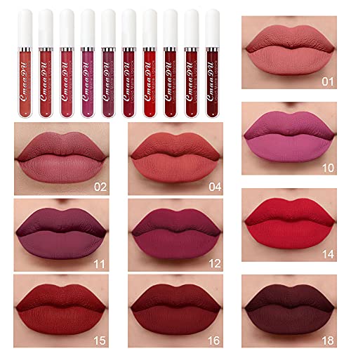 evpct 10Pcs Waterproof Liquid Matte Matt Lipsticks Set Matt Liquid,CmaaDU Dar...