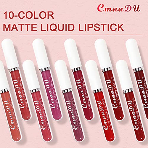 evpct 10Pcs Waterproof Liquid Matte Matt Lipsticks Set Matt Liquid,CmaaDU Dar...