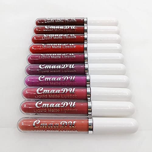 evpct 10Pcs Waterproof Liquid Matte Matt Lipsticks Set Matt Liquid,CmaaDU Dar...