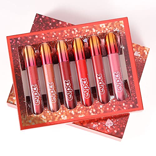 evpct 6Pcs Matte to Glitter Liquid Lipstick Long Lasting Lips Set Kit,6 Color...