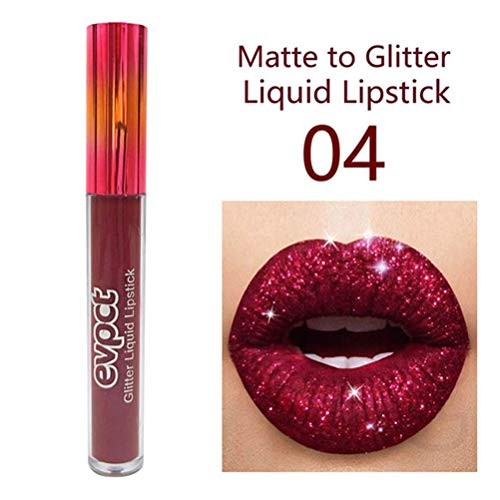 evpct 6Pcs Matte to Glitter Liquid Lipstick Long Lasting Lips Set Kit,6 Color...