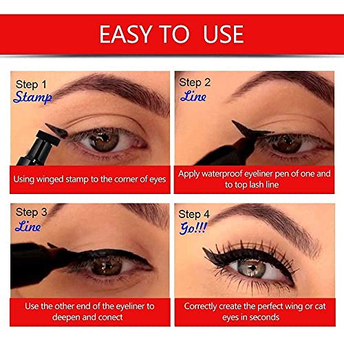 evpct Winged Wing Eyeliner Stamps Wingliner Tool Sets,4 Colors Black Brown Pu...