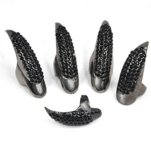 Ewanda store 10Pcs False Nails Punk Talon Claw Paw Finger Ring Knuckle Bend F...