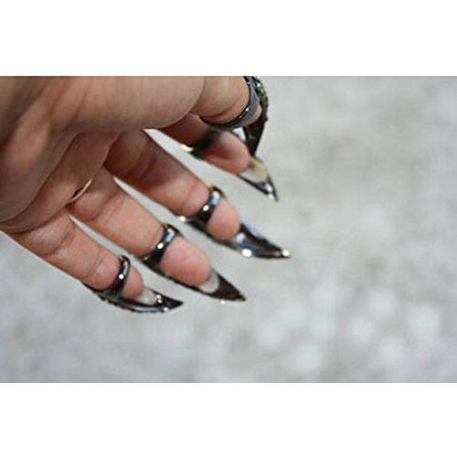 Ewanda store 10Pcs False Nails Punk Talon Claw Paw Finger Ring Knuckle Bend F...