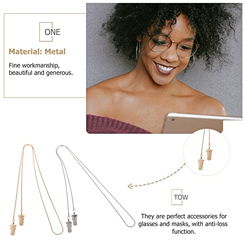 EXCEART 2Pcs Metal Eyeglass Chain Sunglasses Eyewear Strap Holder Reading Gla...